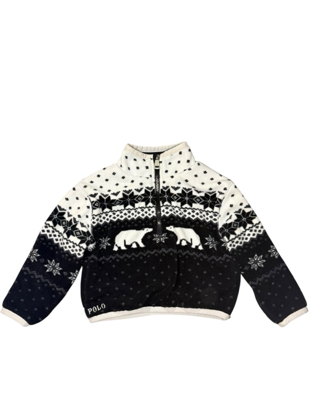 Polo Ralph Lauren 2T Toddler Polar Bear Fair Isle Fleece Quarter Zip Pullover